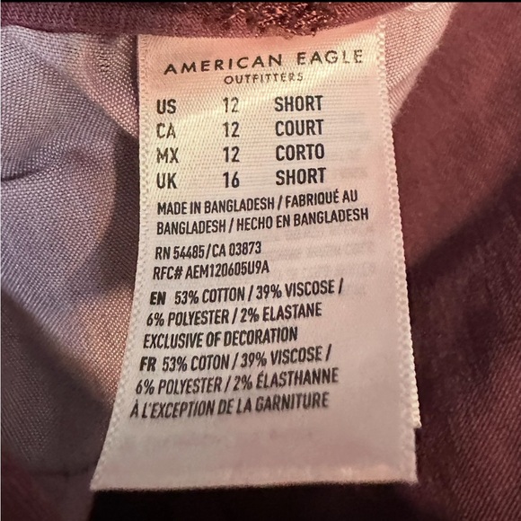 American Eagle Burgundy Jean Jegging Women's Size 12 Short - Picture 7 of 7